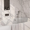 Brauer Chrome Edition mitigeur bain thermostatique encastré bouton poussoir set 04 combinaison de remplissage de bain 3 positions douche à main flexible de douche raccord mural coude chrome SW925540