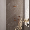 Brauer Copper Edition Ensemble de douche pluie encastré - douche principale 20cm - 3 boutons lisses - bras mural droit - douchette ronde 3 positions - PVD - cuivre brossé SW374504