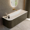 Mondiaz KURVE-DLUX Ensemble de meubles de salle de bains - 125x46x40cm - 1 tiroir - 1 porte - lavabo solid surface - droit - sans trou de robinet - Shadow SW1414456