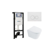 QeramiQ Dely Pack WC - 36.3x51.7cm - à fond creux - sans bride - réservoir WC attenant Geberit UP320 - abattant WC softclose 35 mm - plan de couverture blanc mat - boutons ronds - blanc brillant SW1413232
