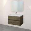 Adema Bella badmeubelset 80x45.5x55cm greeploos met spiegel met overloop hout SW224889 Adema Bella badmeubelset 80x45.5x55cm greeploos met spiegel met overloop hout SW224889