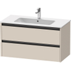 Duravit Ketho.2 Wastafelonderbouwkast - met 2 laden - 101x48x55cm - met grepen antraciet - taupe supermat SW771845