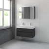 Bruynzeel Roma badmeubelset 100x60.5x46cm met spiegelkast grafiet SW107423 Bruynzeel Roma badmeubelset 100x60.5x46cm met spiegelkast grafiet SW107423