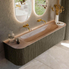 MONDIAZ KURVE-DLUX Meuble de salle de bains 170cm arrondi Gauche + Droite couleur Shadow avec 1 tiroir et 2 portes. Lavabo BIG LARGE Central sans trou de robinet Saba. SW1433263