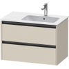 Duravit Ketho 2 meuble bas pour lavabo avec 2 tiroirs pour vasque à droite 81x48x54.9cm avec poignées anthracite taupe supermat SW772123