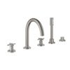 Grohe Atrio Partie de finition pour robinet bain sur gorge 5 trous avec inverseur, douchette et flexible 200cm avec poignées croix Supersteel SW225254 Grohe Atrio Partie de finition pour robinet bain sur gorge 5 trous avec inverseur, douchette et flexible 200cm avec poignées croix Supersteel SW225254