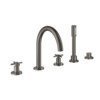 Grohe Atrio Partie de finition 5 trous robinet baignoire sur gorge avec inverseur, douchette et flexible 200cm poignées croix Graphite dur brossé SW225255 Grohe Atrio Partie de finition 5 trous robinet baignoire sur gorge avec inverseur, douchette et flexible 200cm poignées croix Graphite dur brossé SW225255