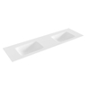 MONDIAZ GRUNNE Wastafel - 140x41cm - solid surface - inbouw - dubbel - Talc SW665986