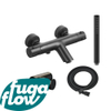 FugaFlow Efficiente Sobrado thermostatische bad-/douchekraan met handdouchehouder, doucheslang en staaf handdouche mat zwart - Black Friday - SW1125828