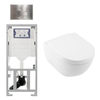 Villeroy Boch Subway 2.0 DirectFlush Toiletset - softclose - geberit reservoir - qeramiq bedieningsplaat ronde knoppen - RVS look wit SW816255