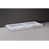 Forzalaqua Palermo Doppio lavabo 140.5x51.5x9cm Rectangulaire 2 trous de robinet 2 lavabos Pierre naturelle Carrara poli & taillé SW230716