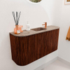 Mondiaz JOYA-DLUX 83.2cm meuble de toilette - arrondis gauche et droite couleur Ruby - Vasque FAYE position Milieu 1 trou de robinet couleur Arena. SW1425315