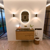 Mondiaz CIRO-DLUX Badkamermeubelset - 100x45x50cm - Solid surface wastafel Lava - 1 wasbak Midden - zonder kraangaten - 2 lades - Oak SW1531071