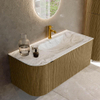 Mondiaz KURVE-DLUX Ensemble de meuble de salle de bains - 105x46x40cm - 1 tiroir - 1 porte - lavabo solid surface - à droite - 1 trou de robinet - Dusk SW1415475