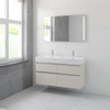 Bruynzeel Passo badmeubelset 69.8x120x46cm 2 kraangaten 2 wasbakken 4 lades met spiegel met softclose ceramic kasjmier grijs SW384715 Bruynzeel Passo badmeubelset 69.8x120x46cm 2 kraangaten 2 wasbakken 4 lades met spiegel met softclose ceramic kasjmier grijs SW384715