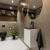 MONDIAZ TURE Toiletmeubel 40x23x50cm met 1 kraangaten 1 deuren linen mat Wastafel Eden links Solid Surface Zwart SW475438
