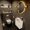 Mondiaz Fowy Meuble WC - 50x50x23cm - talc mat - 1 trou de robinet - lavabo à gauche - 1 porte - solid surface - plan MDF - lavabo : blanc SW760817