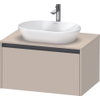 Duravit Ketho.2 Wastafelonderbouwkast - inclusief consoleplaat - met 1 lade - 80x55x45.9cm - met handgreep antraciet - taupe supermat SW772424