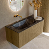 Mondiaz KURVE-DLUX Ensemble de meuble de salle de bains - 105x46x40cm - 1 tiroir - 1 porte - lavabo solid surface - gauche - sans trou de robinet - Dusk SW1415243
