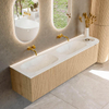 MONDIAZ KURVE-DLUX Meuble de salle de bains 175cm avec module 25 R couleur Oak avec 2 tiroirs et 1 porte. Plan-vasque STOR SMALL double / gauche sans trou de robinet couleur Opalo. SW1137619