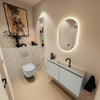 MONDIAZ TURE-DLUX Meuble toilette - 100cm - Greey - EDEN - vasque Opalo - position centrale - 1 trou de robinet SW1104370