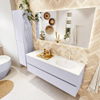 Mondiaz VICA Ensemble meuble de salle de bains - 140cm - cale - 2 tiroirs - Lavabo MOON - droite - 1 trou de robinet - couleur talc - version XL 60cm de hauteur SW1189243