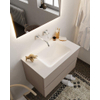 MONDIAZ VICA Badkamermeubelset - 80cm - 2 lades - wasbak Cloud midden - 0 kraangaten - solid surface smoke SW411336