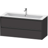 Duravit Ketho.2 Wastafelonderbouwkast - met 2 laden - voor enkele wastafel - 121x48x55cm - met grepen antraciet - grafiet supermat SW772972