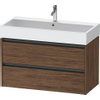 Duravit Ketho 2 meuble sous-lavabo avec 2 tiroirs 98.4x46x54.9cm avec poignées anthracite noyer foncé mat SW772015