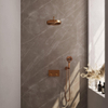 BRAUER Stripe Douche de pluie encastrée thermostatique - boutons-poussoirs - pomme de douche 25 cm - bras mural courbé - douchette 3 jets - flexible de douche - coude de raccordement mural - cuivre brossé PVD SW1435210