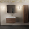 Mondiaz AIVY Ensemble de meuble - 80x45x50cm - 0 trous de robinet - 1 vasque talc Solid surface - Centre - 2 tiroirs - avec armoire de toilette - Melamine Mocha SW892325