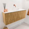 Mondiaz JOYA 100cm toiletmeubel - kleur Oak - Wastafel FAYE positie Midden Zonder kraangat kleur Talc. SW1421138