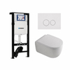 QeramiQ Dely Swirl Toiletset - 36.3x51.7cm - Geberit UP320 plieger inbouwreservoir - 35mm zitting - glans witte bedieningsplaat - ronde knoppen - glans wit SW1413323