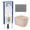 QeramiQ Dely Swirl Toiletset - 36.3x51.7cm - Geberit UP720 Duofix Sigma inbouwreservoir - slimzitting - bedieningsplaat licht grijs - rechthoekige knoppen - mat beige SW1413176