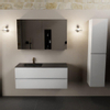 Mondiaz AIVY Ensemble de meuble - 120x45x50cm - 1 trou de robinet - 1 vasque Urban Solid surface - Gauche - 2 tiroirs - avec miroir - MDF Talc SW892197
