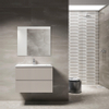 Saniclass Prime Blend Meuble de salle de bain - 80x55x46cm - 1 vasque rectangulaire en céramique blanc - 1 trou de robinet - 2 tiroirs - miroir rectangulaire - mat cotton (beige) SW916966