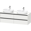 Duravit Ketho.2 Wastafelonderbouwkast - inclusief consoleplaat - met 4 laden - voor dubbele waskommen - 160x55x56.8cm - met handgrepen antraciet - wit mat SW772009