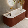 Mondiaz KURVE-DLUX Ensemble de meuble de salle de bains - 110x46x40cm - 1 tiroir - 2 portes - vasque solid surface - centre - sans trou de robinet - Ruby SW1415784