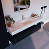 Mondiaz ALAN-DLUX Ensemble de meuble - 150cm - meuble Urban mat - 2 tiroirs - Lavabo Cloud Opalo suspendu - vasque Centre - 1 trou de robinet SW806396