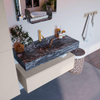 Mondiaz ALAN-DLUX Ensemble de meuble - 100cm - meuble Linen mat - 1 tiroir - Lavabo Cloud Lava suspendu - vasque Centre - 1 trou de robinet SW808258