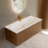 MONDIAZ KURVE-DLUX 110cm Meuble salle de bain - couleur Walnut - 1 tiroir - vasque BIG MEDIUM centre - 1 trou de robinet - couleur Frappe SW1137467