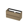 INK Wastafelonderkast - 100x40x52cm - 2 lades - greeploos - met houten keerlijst - MDF - olijf eiken SW1239100