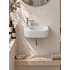 QeramiQ Fuente pack lave-mains – demi-rond – 40 x 21,5 x 12 cm – céramique blanc mat – perçage à gauche – robinet chromé SW1232784
