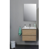 Adema Bella onderkast met porseleinen wastafel 1 kraangat met spiegel 60x55x46cm Eiken SW398078 Adema Bella onderkast met porseleinen wastafel 1 kraangat met spiegel 60x55x46cm Eiken SW398078