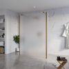 Fortifura Galeria Vrijstaande Inloopdouche - 140x200cm - glas mat - antikalk - 8mm veiligheidsglas - 2 zijwanden - 40cm - wandsteunen en hoekprofielen - PVD - geborsteld koper SW993164