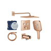 Grohe Grohtherm regendoucheset inbouw - hoofddouche vierkant - handdouche vierkant - gebogen wandarm - warm sunset (koper) SW1235216