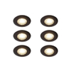 QAZQA Ulo Spot encastrable - set de 6 - 8,2x8,2cm - LED incluse - 3 niveaux de gradation - IP44 - rond - noir mat SW1210186