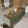 Mondiaz VICA-DLUX ensemble de meuble de salle de bain - 150cm - meuble sous-vasque armée - 2 tiroirs - lavabo encastré nuage gauche - 1 trou de robinet - miroir modèle spot - version XL 60cm de haut - lave SW1099265