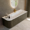 Mondiaz KURVE-DLUX Ensemble meuble de salle de bains - 135x46x40cm - 1 tiroir - 1 porte - lavabo solid surface - droit - 1 trou de robinet - Shadow SW1414566
