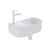 QeramiQ Fuente pack lave-mains – 40 x 21,5 x 12 cm – céramique blanc brillant – perçage à gauche – robinet blanc mat SW1232800